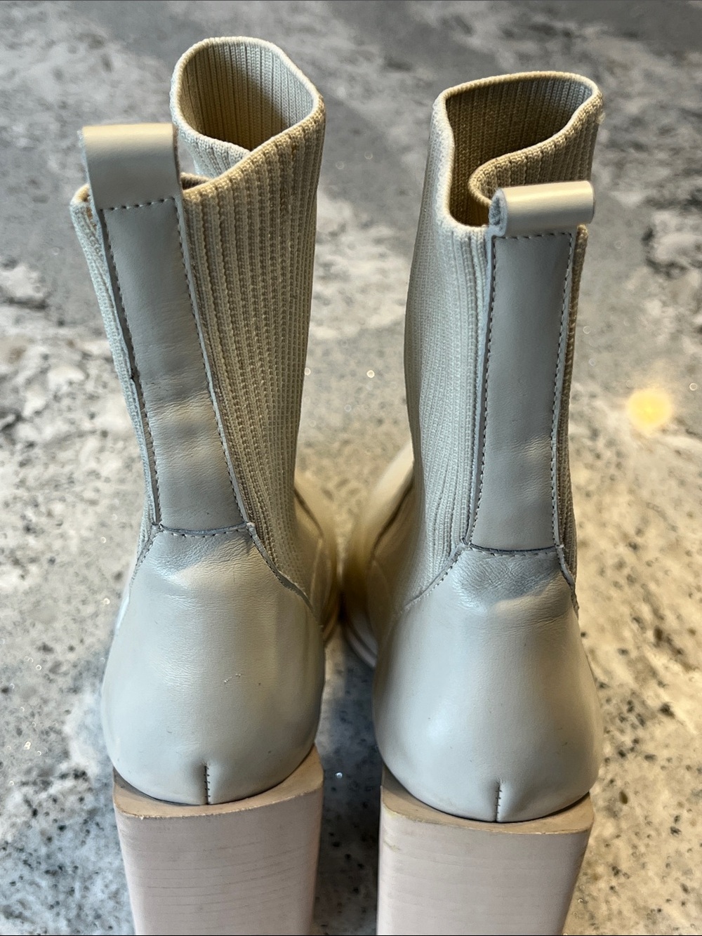 Steve Madden Tackle Sock Booties - Bone Leather - Size 7.5 EUC - Picture 7 of 10